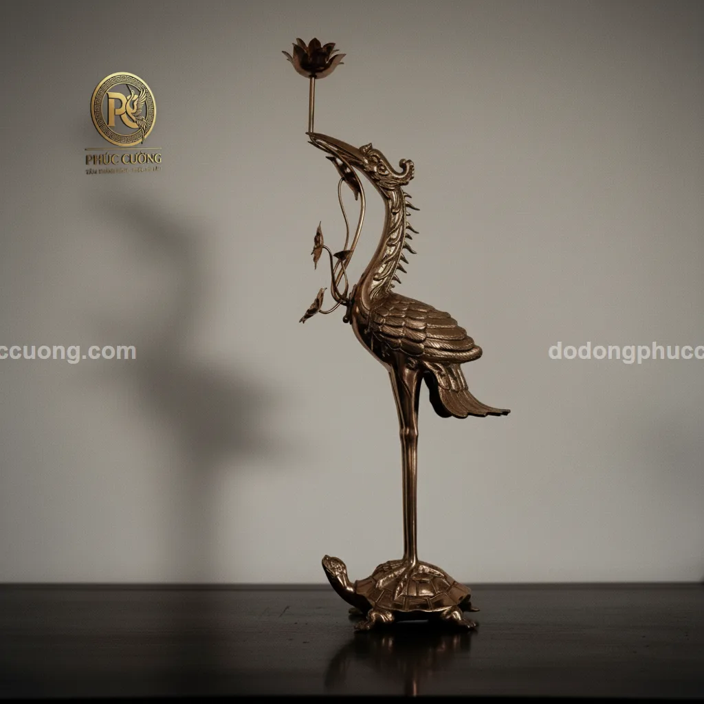 Bộ tam sự hạc Kim Bảo mạ bạc vàng