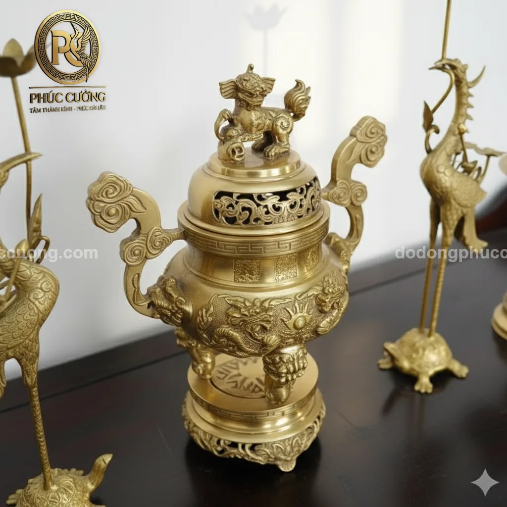 Bộ ngũ sự song long 57 mẫu 3 mộc hoa văn