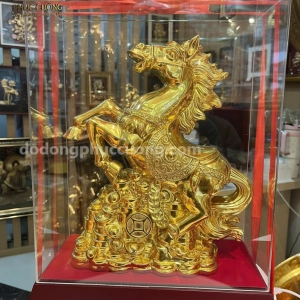Tượng ngựa phong thủy bằng đồng dát vàng nano