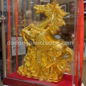 Tượng ngựa phong thủy bằng đồng dát vàng nano