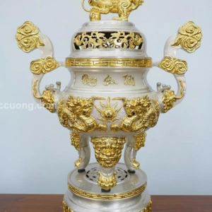 Bộ tam sự hạc Kim Bảo mạ bạc vàng