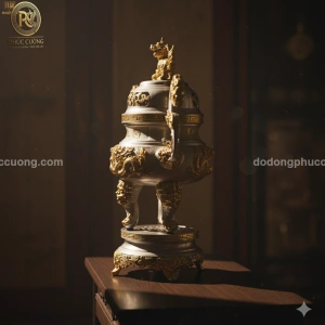 Bộ tam sự hạc Kim Bảo mạ bạc vàng