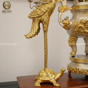 Bộ tam sự hạc Kim Bảo mạ bạc vàng