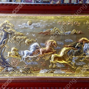 Tranh đồng phong thủy dát vàng 24k Mã đáo thành công