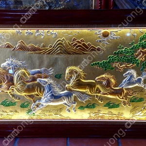 Tranh đồng phong thủy dát vàng 24k Mã đáo thành công