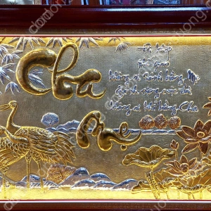 Tranh đồng phong thủy dát vàng 24k Công Cha Nghĩa Mẹ