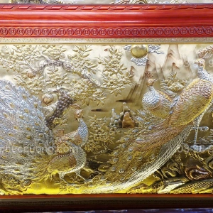 Tranh đồng phong thủy dát vàng 24k Ngọc Đường Phúc Quý