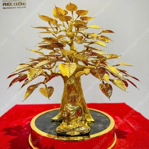 Bồ đề dát vàng 24k kèm tượng phật Cao 25cm