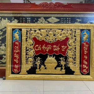 Tranh đồng thờ dát vàng 24k Cửu Huyền Thất Tổ 80*138 cm