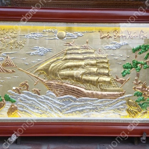 Tranh đồng phong thủy dát vàng 24k Thuận buồm xuôi gió