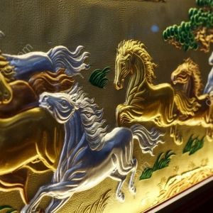 Tranh đồng phong thủy dát vàng 24k Mã đáo thành công