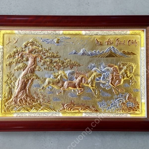 Tranh đồng phong thủy dát vàng 24k Mã đáo thành công
