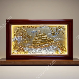 Tranh đồng phong thủy dát vàng 24k Thuận Buồm Xuôi Gió
