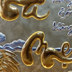 Tranh đồng phong thủy dát vàng 24k Công Cha Nghĩa Mẹ