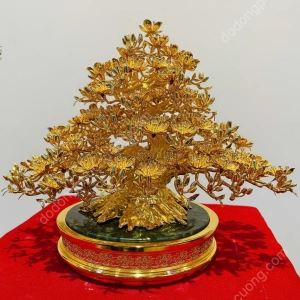Chậu hoa mai bon sai mạ vàng 24k