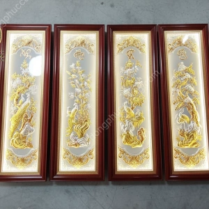 Tứ bình 4 mùa dát vàng 24k