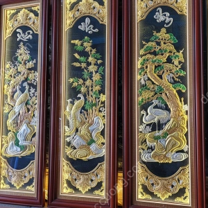 Tứ bình 4 mùa dát vàng 24k