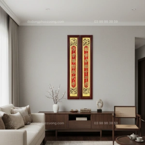 Tranh đồng Thờ Cúng Cuốn Thư Câu Đối