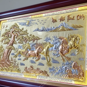 Tranh đồng phong thủy dát vàng 24k Mã đáo thành công