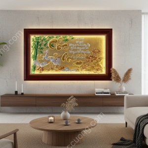 Tranh đồng phong thủy dát vàng 24k Công Cha Nghĩa Mẹ