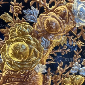 Tranh đồng phong thủy dát vàng 24k Song Kê Vinh Hoa Phú Quý