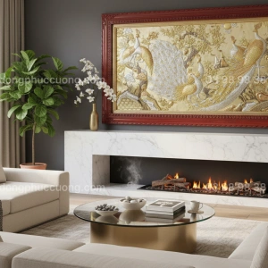 Tranh đồng phong thủy dát vàng 24k Ngọc Đường Phúc Quý