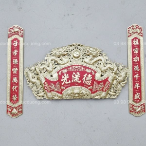 Tranh đồng phong thủy dát vàng 24k Cuốn Thư Câu Đối