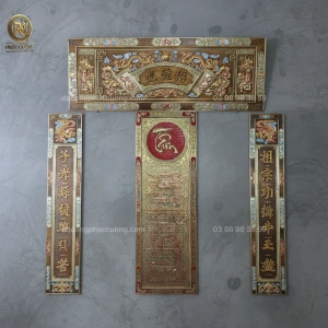 Tranh Đồng Thờ Cúng Cuốn Thư Câu Đối
