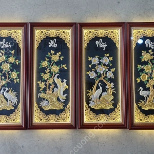 Tứ bình 4 mùa dát vàng 24k