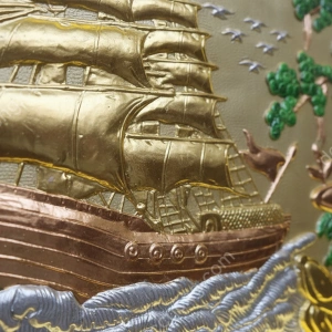 Tranh đồng phong thủy dát vàng 24k Thuận buồm xuôi gió