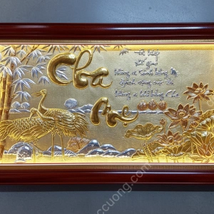 Tranh đồng phong thủy dát vàng 24k Công Cha Nghĩa Mẹ