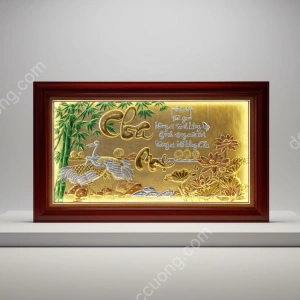 Tranh đồng phong thủy dát vàng 24k Công Cha Nghĩa Mẹ