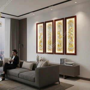 Tứ bình 4 mùa dát vàng 24k