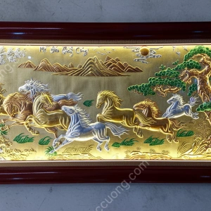 Tranh đồng phong thủy dát vàng 24k Mã đáo thành công