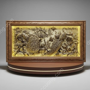 Tranh đồng phong thủy dát vàng 24k Ngọc Đường Phúc Quý