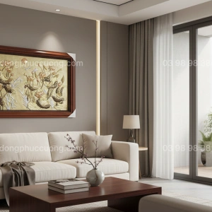 Tranh đồng phong thủy dát vàng 24k Hồ Sen Nguyệt