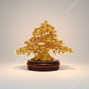 Chậu hoa mai bon sai mạ vàng 24k
