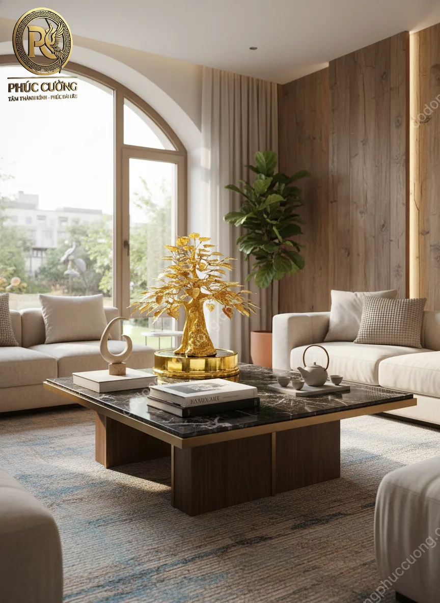Bồ đề dát vàng 24k kèm tượng phật Cao 25cm