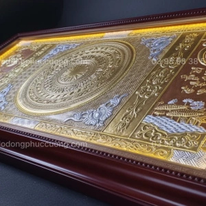 Tranh đồng phong thủy dát vàng 24k Trống Đồng Hưng Thịnh