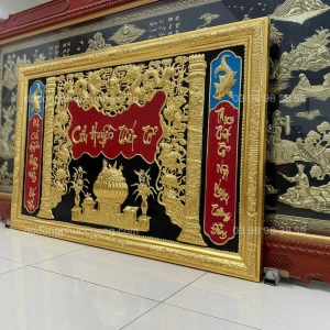 Tranh đồng thờ dát vàng 24k Cửu Huyền Thất Tổ 80*138 cm