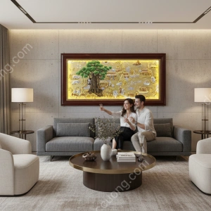 Tranh dát vàng 24k quê hương