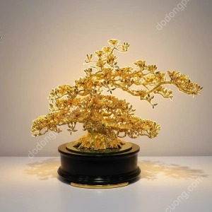 Chậu hoa mai bon sai mạ vàng 24k