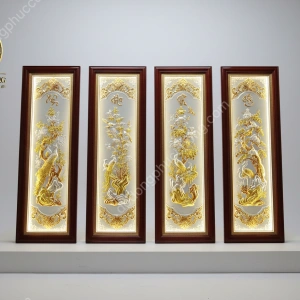 Tứ bình 4 mùa dát vàng 24k