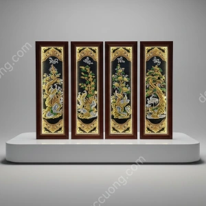 Tứ bình 4 mùa dát vàng 24k