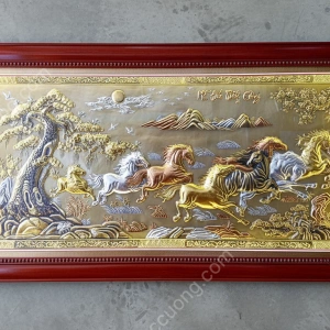 Tranh đồng phong thủy dát vàng 24k Mã đáo thành công