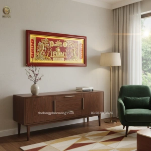 Tranh đồng Mừng thọ dát vàng 24k 78 cm x 158 cm