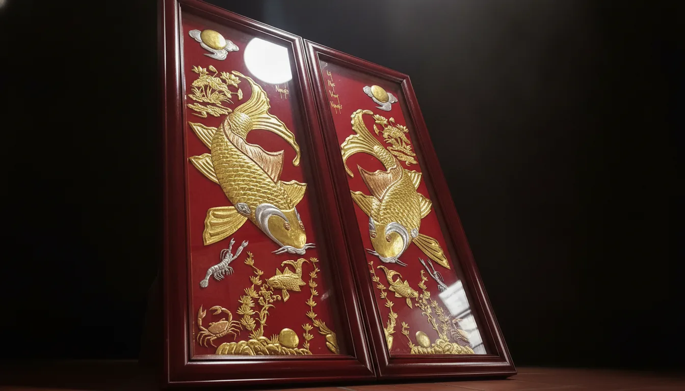 TRANH LÝ NGƯ VỌNG NGUYỆT - NÉT ĐẸP PHONG THỦY CÁ CHÉP TRÔNG TRĂNG