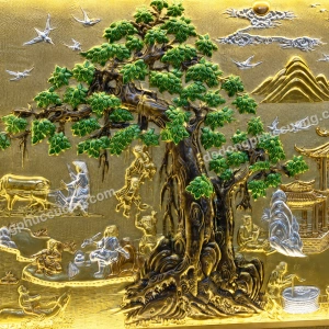 Tranh đồng phong thủy dát vàng 24K Cội nguồn quê hương
