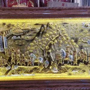 TRANH ĐỒNG VINH QUY BÁI TỔ DÁT VÀNG 24K