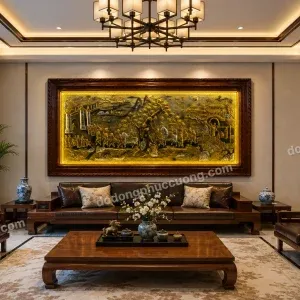 TRANH ĐỒNG VINH QUY BÁI TỔ DÁT VÀNG 24K